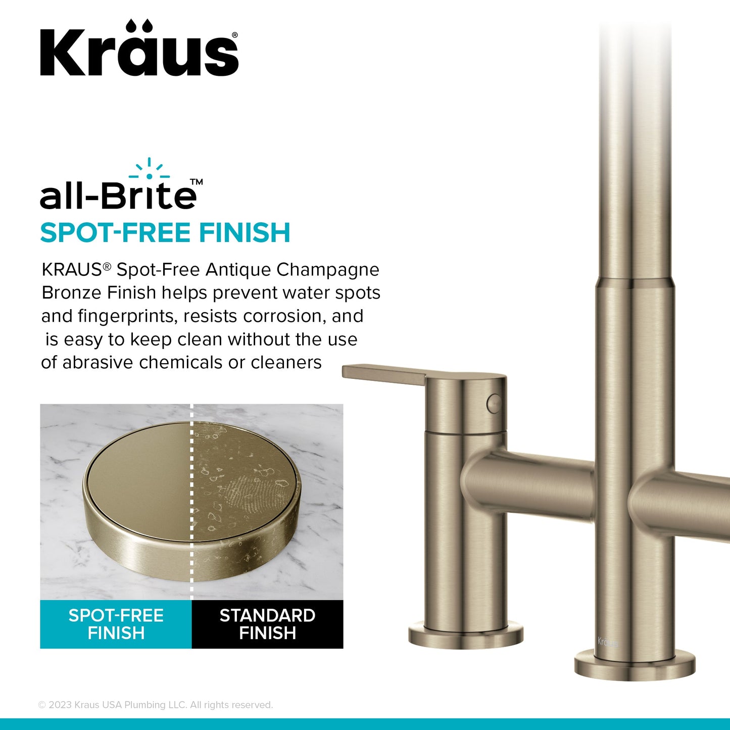 KRAUS Contemporary Bridge Kitchen Faucet with Spray-Head in Antique Bronze - KPF-3122SFACB