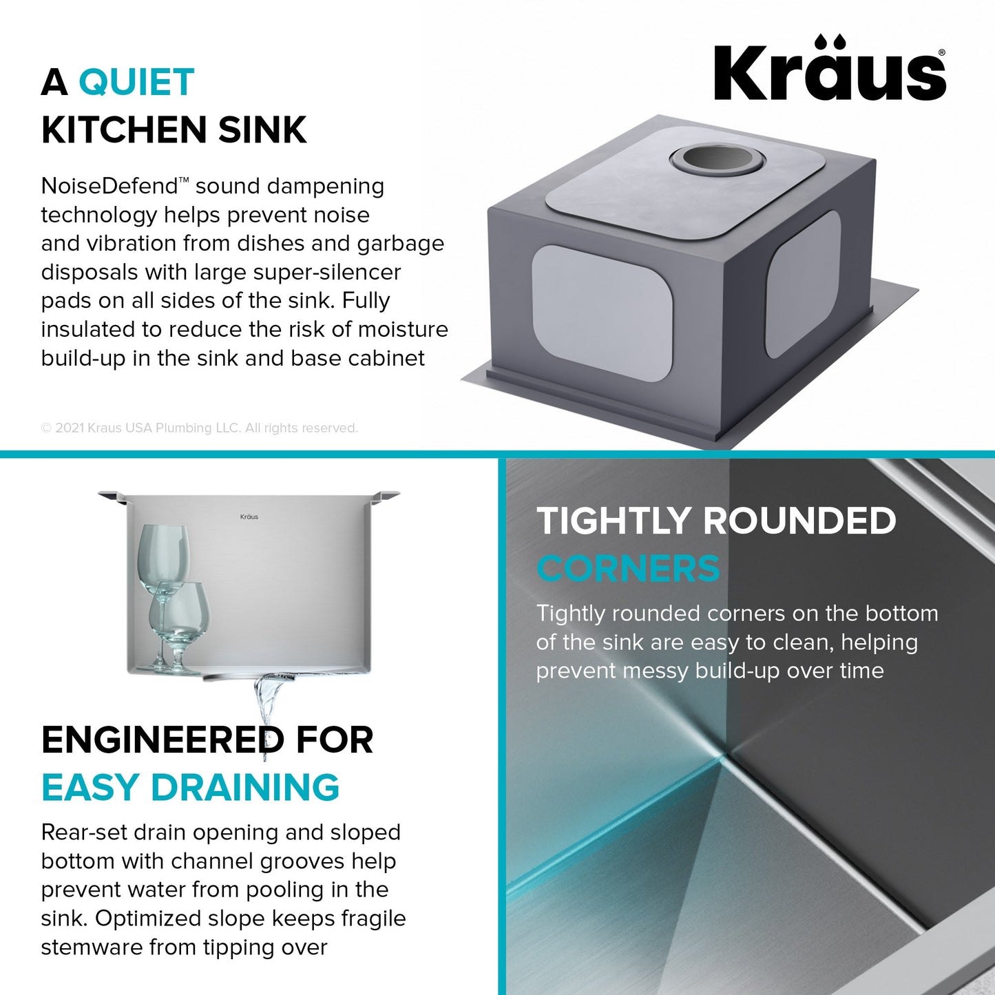 KRAUS 15" x 22" Outdoor Marine Grade Workstation Drop-In T-316 Stainless Steel Bar Sink - KWT311-15-316