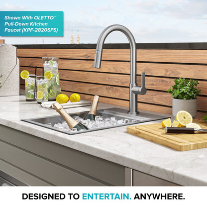 KRAUS 15" x 22" Outdoor Marine Grade Workstation Drop-In T-316 Stainless Steel Bar Sink - KWT311-15-316