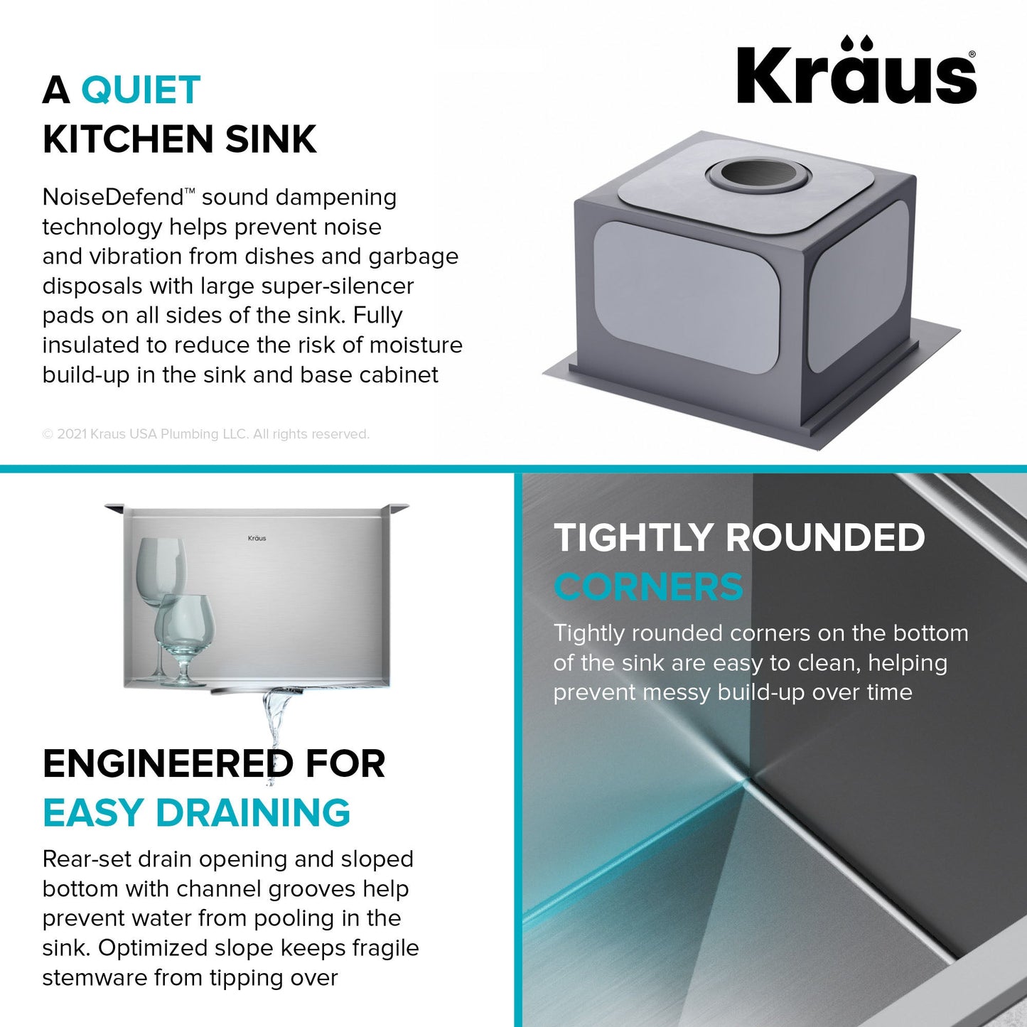 KRAUS 15"x 15" Outdoor Marine Grade Workstation Drop-In T316 Stainless Steel Bar Sink - KWT321-15-316