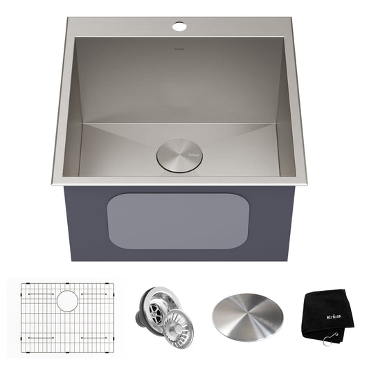 KRAUS 22" Drop-in 16 Gauge Stainless Steel Laundry Utility Sink - KHT301-22L