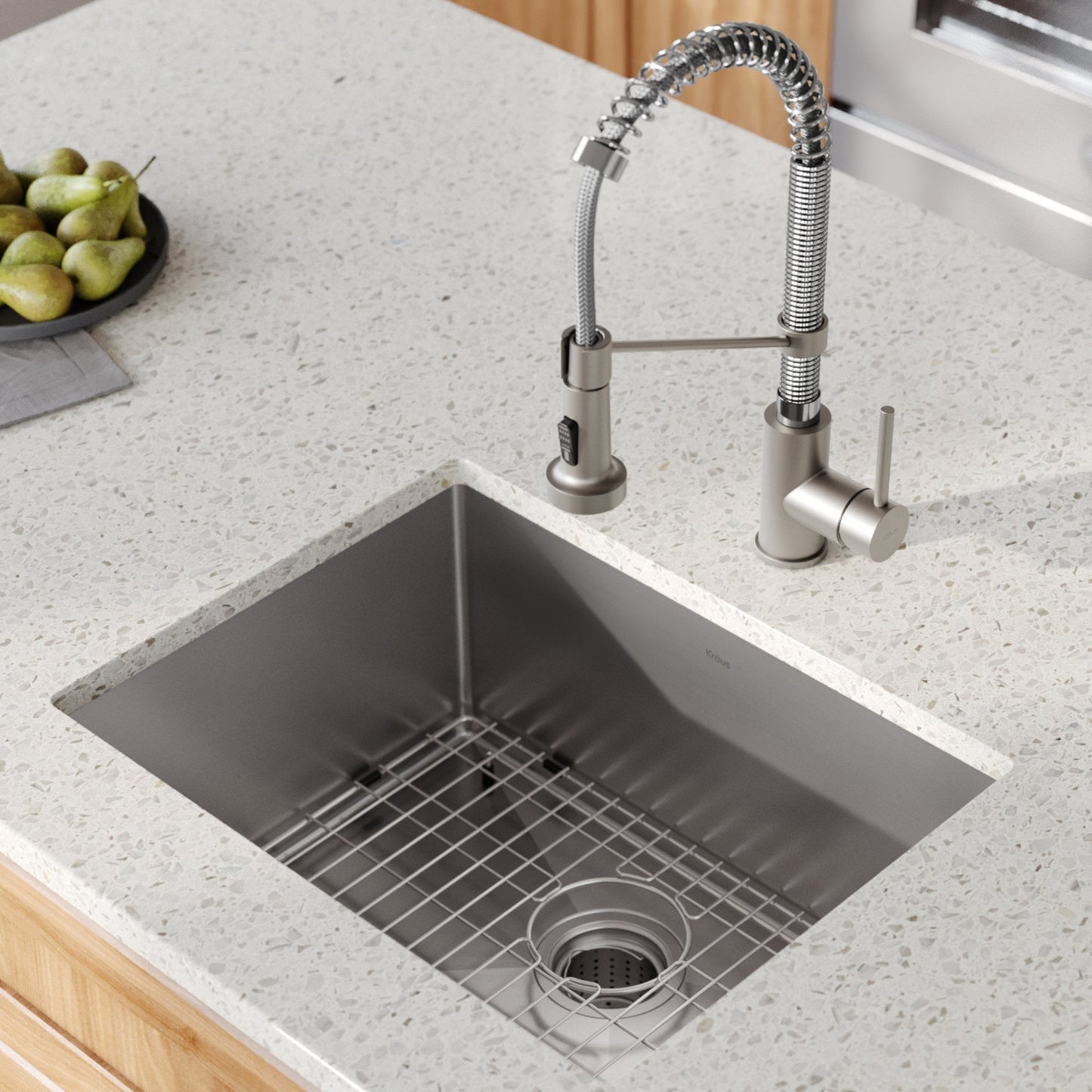 KRAUS 23" Stainless Steel Kitchen Sink and Kitchen Faucet - KHU101-23-1610-53CH