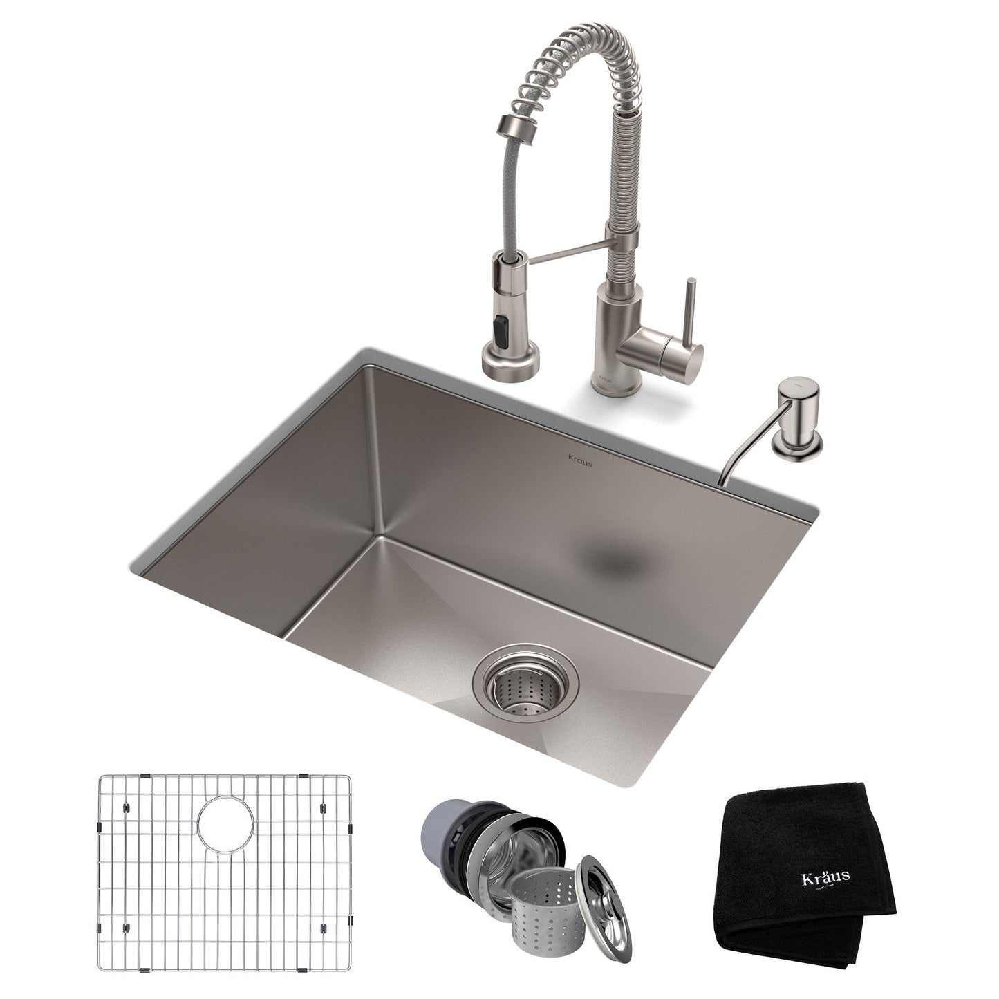 KRAUS 23" Stainless Steel Kitchen Sink and Kitchen Faucet - KHU101-23-1610-53CH