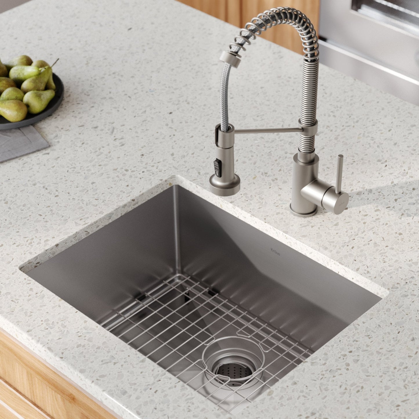 KRAUS 23" Stainless Steel Kitchen Sink and Kitchen Faucet - KHU101-23-1610-53CH