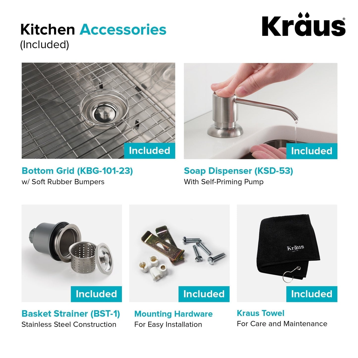 KRAUS 23" Stainless Steel Kitchen Sink and Kitchen Faucet - KHU101-23-1610-53CH