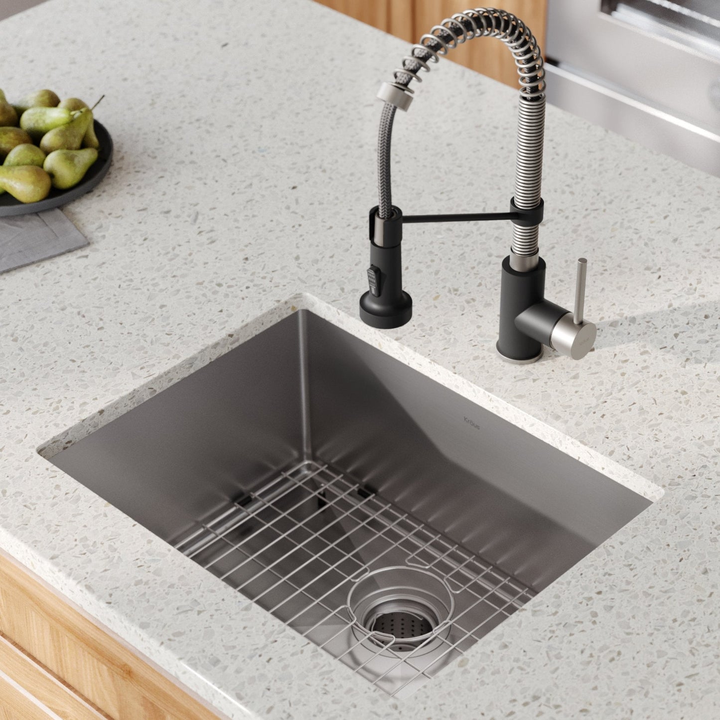 KRAUS 23" Stainless Steel Kitchen Sink and Kitchen Faucet - KHU101-23-1610-53CH