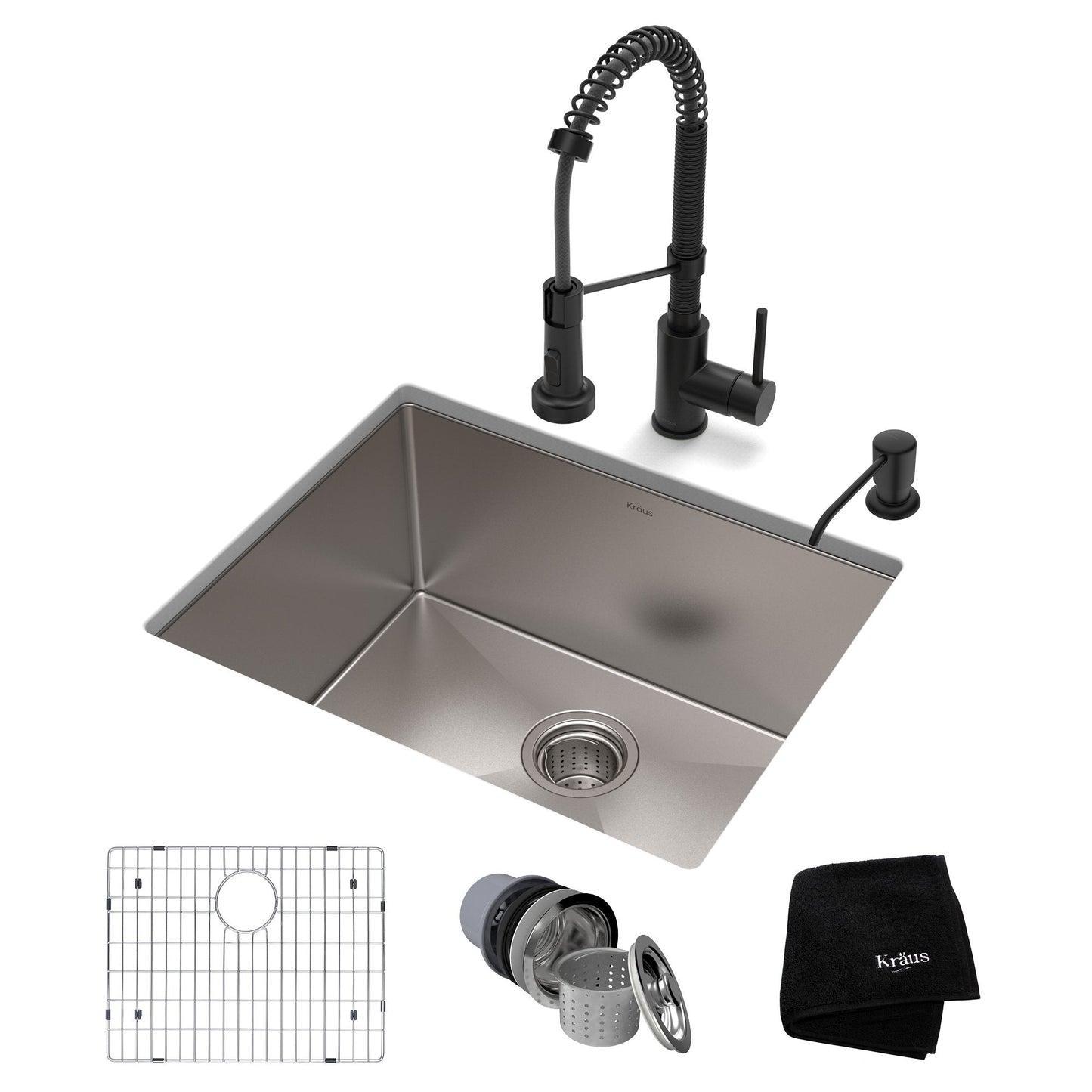 KRAUS 23" Stainless Steel Kitchen Sink and Kitchen Faucet - KHU101-23-1610-53CH