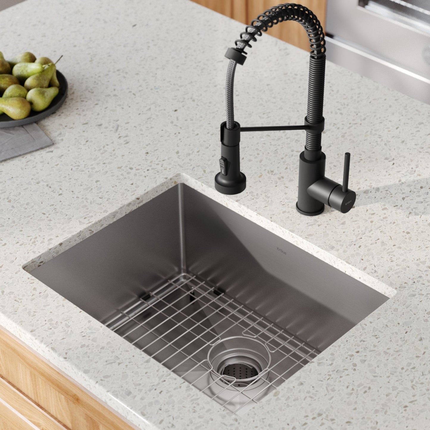 KRAUS 23" Stainless Steel Kitchen Sink and Kitchen Faucet - KHU101-23-1610-53CH