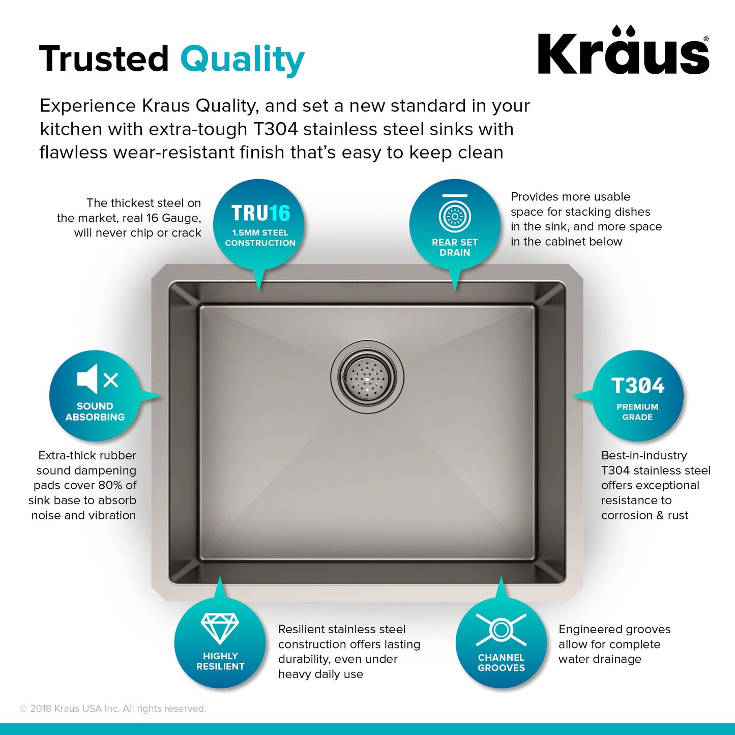 KRAUS 23" Stainless Steel Kitchen Sink and Kitchen Faucet - KHU101-23-1610-53CH