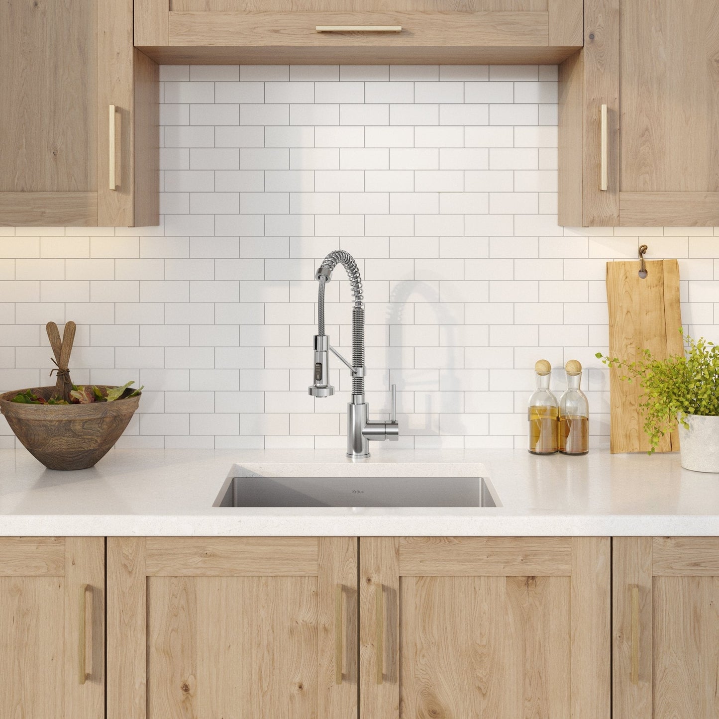 KRAUS 23" Stainless Steel Kitchen Sink and Kitchen Faucet - KHU101-23-1610-53CH