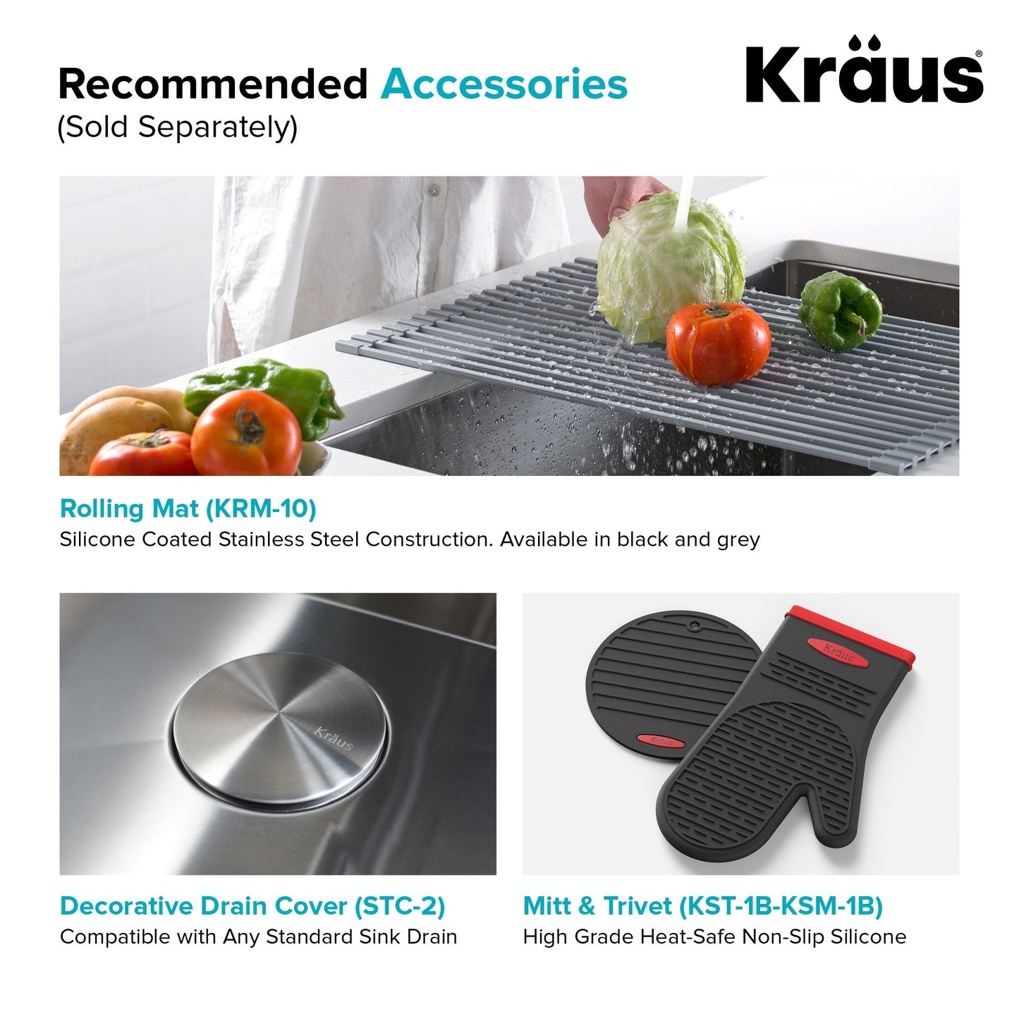 KRAUS 23" Stainless Steel Kitchen Sink and Kitchen Faucet - KHU101-23-1610-53CH