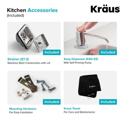 KRAUS 24" Stainless Steel Utility Sink and Kitchen Faucet - KHU24L-1610-53CH