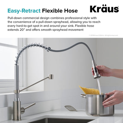 KRAUS 24" Stainless Steel Utility Sink and Kitchen Faucet - KHU24L-1610-53CH