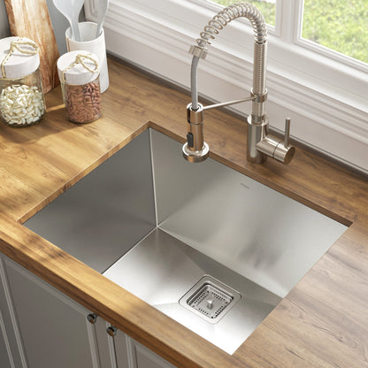 KRAUS 24" Stainless Steel Utility Sink and Kitchen Faucet - KHU24L-1610-53CH