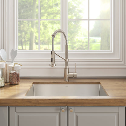 KRAUS 24" Stainless Steel Utility Sink and Kitchen Faucet - KHU24L-1610-53CH