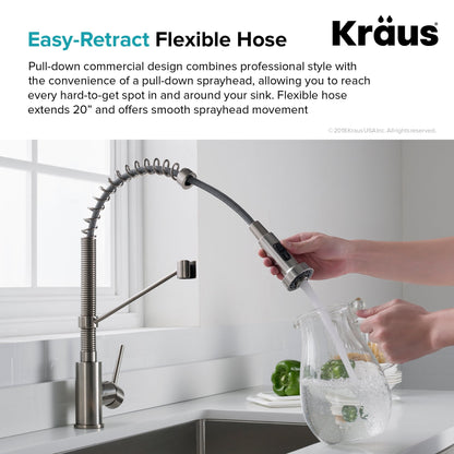 KRAUS 24" Stainless Steel Utility Sink and Kitchen Faucet - KHU24L-1610-53CH