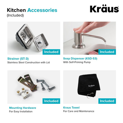 KRAUS 24" Stainless Steel Utility Sink and Kitchen Faucet - KHU24L-1610-53CH