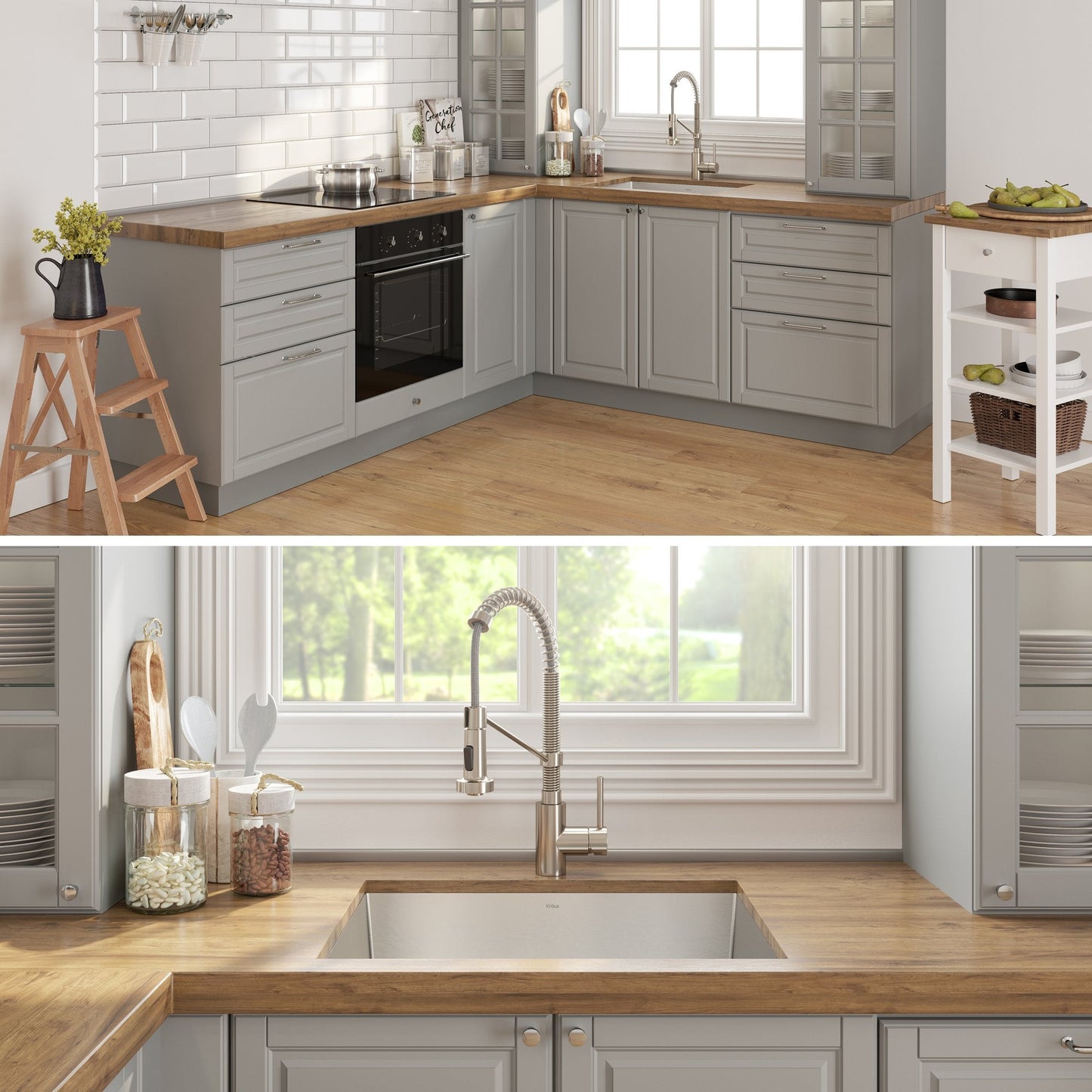 KRAUS 24" Stainless Steel Utility Sink and Kitchen Faucet - KHU24L-1610-53CH