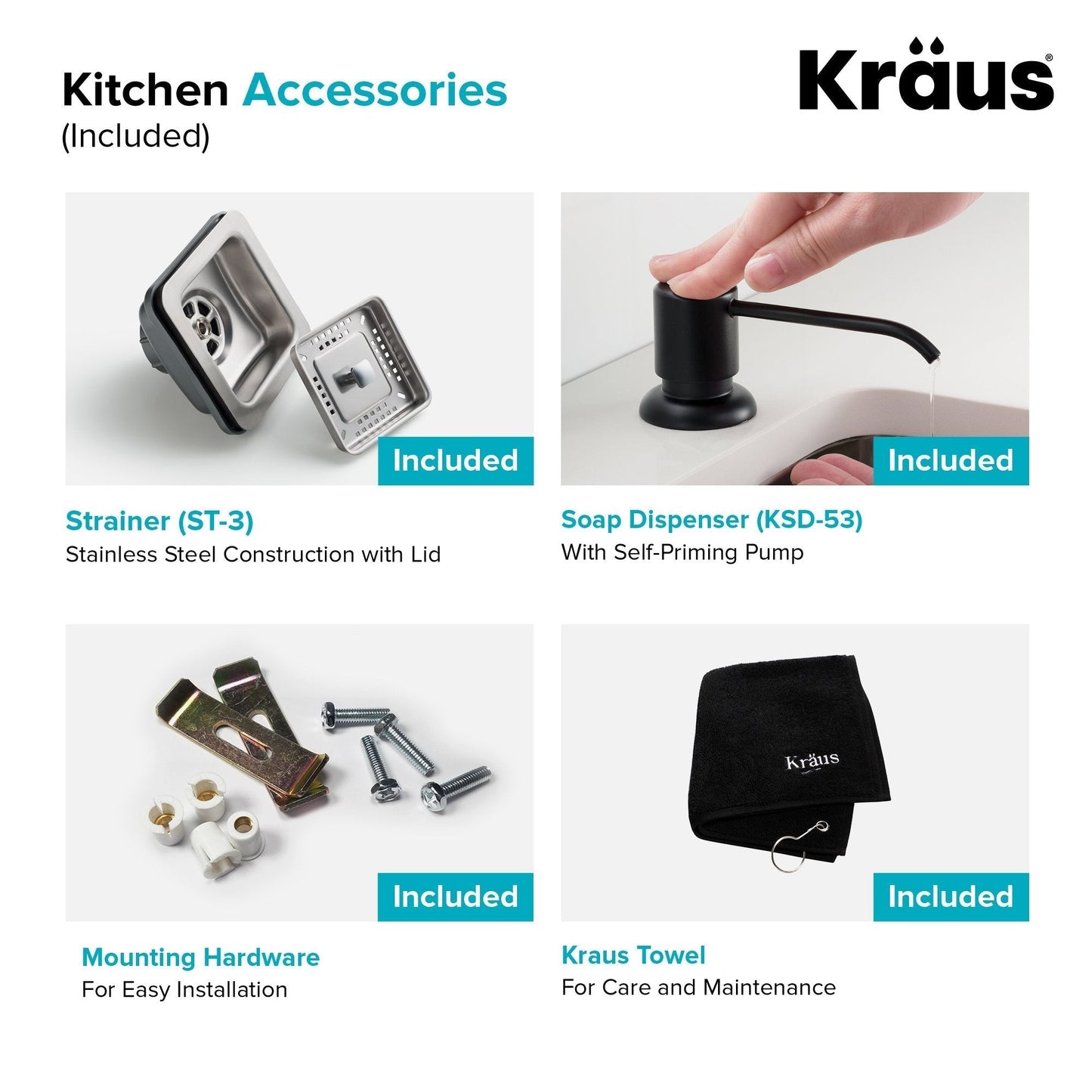 KRAUS 24" Stainless Steel Utility Sink and Kitchen Faucet - KHU24L-1610-53CH