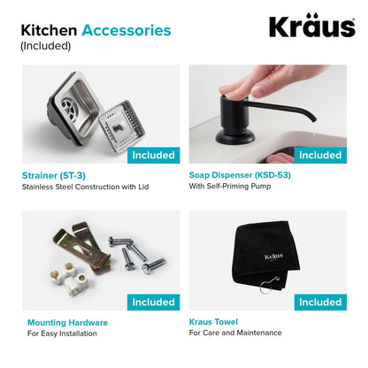 KRAUS 24" Stainless Steel Utility Sink and Kitchen Faucet - KHU24L-1610-53CH