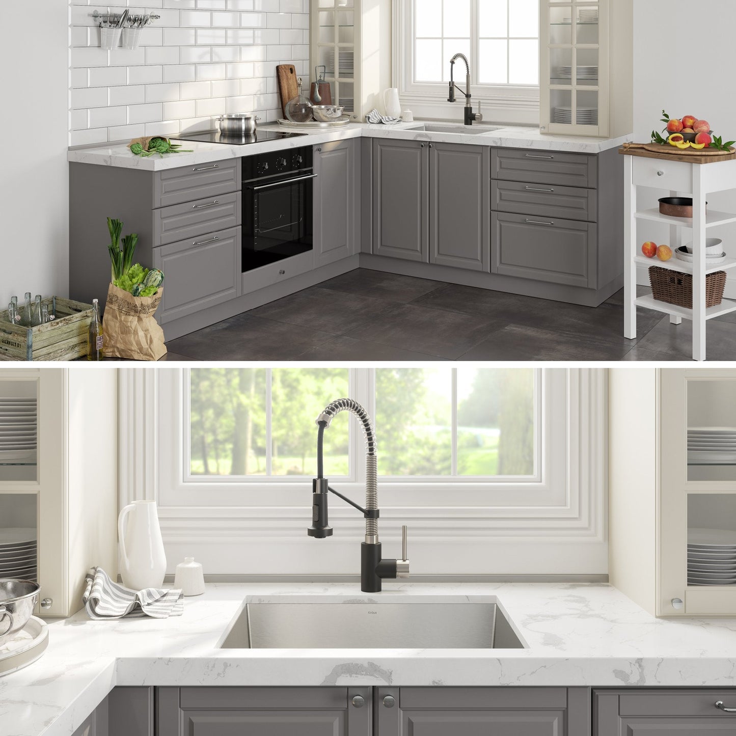 KRAUS 24" Stainless Steel Utility Sink and Kitchen Faucet - KHU24L-1610-53CH
