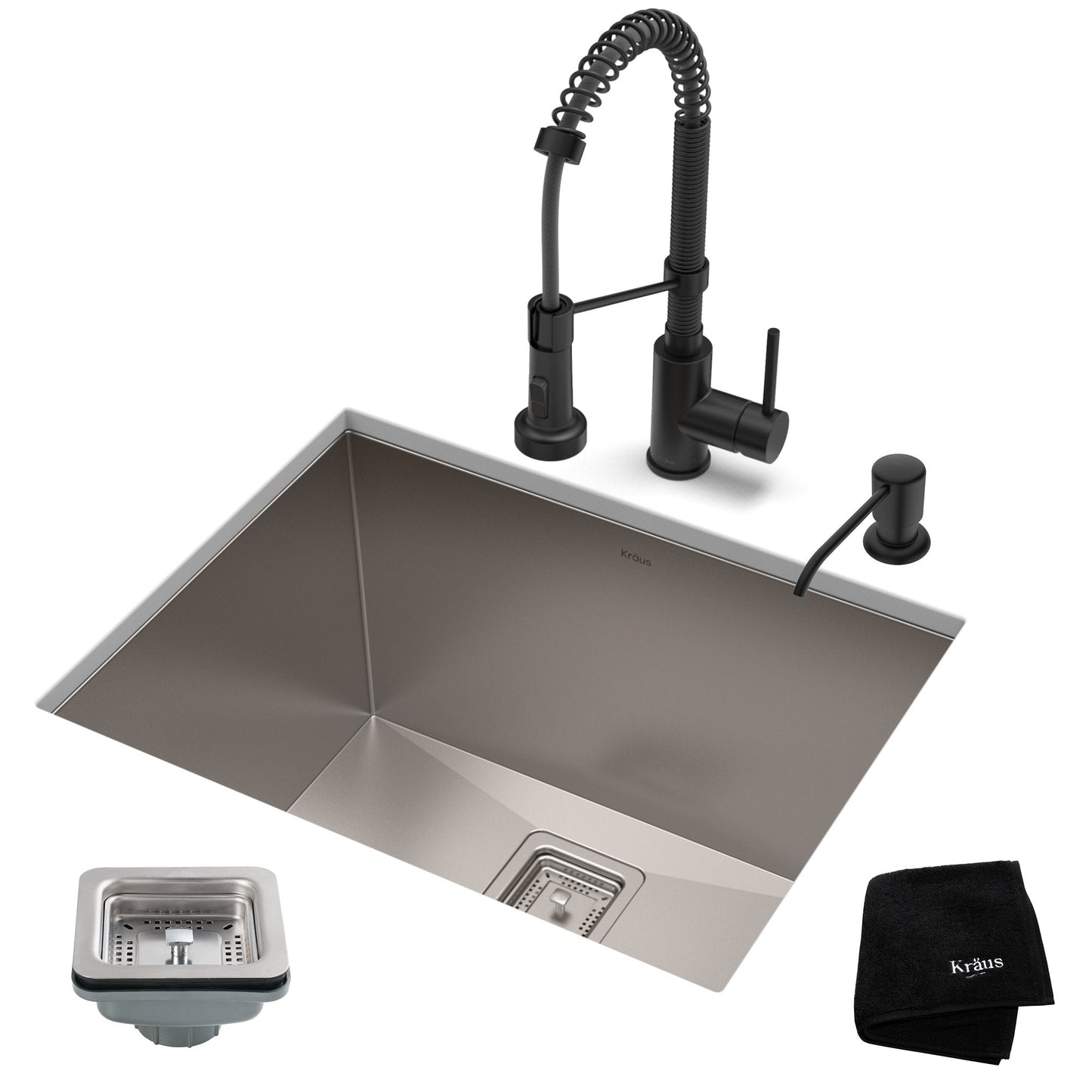 KRAUS 24" Stainless Steel Utility Sink and Kitchen Faucet - KHU24L-1610-53CH