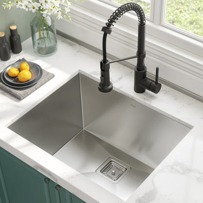 KRAUS 24" Stainless Steel Utility Sink and Kitchen Faucet - KHU24L-1610-53CH