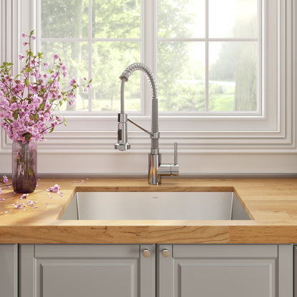 KRAUS 24" Stainless Steel Utility Sink and Kitchen Faucet - KHU24L-1610-53CH