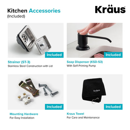 KRAUS 24" Stainless Steel Utility Sink and Kitchen Faucet - KHU24L-1610-53CH