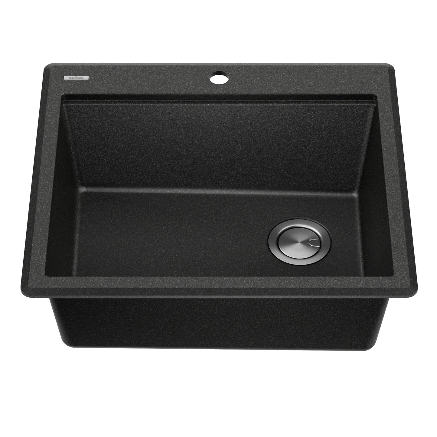 KRAUS 25” Drop-In Granite Composite Workstation Kitchen Sink in Metallic Black