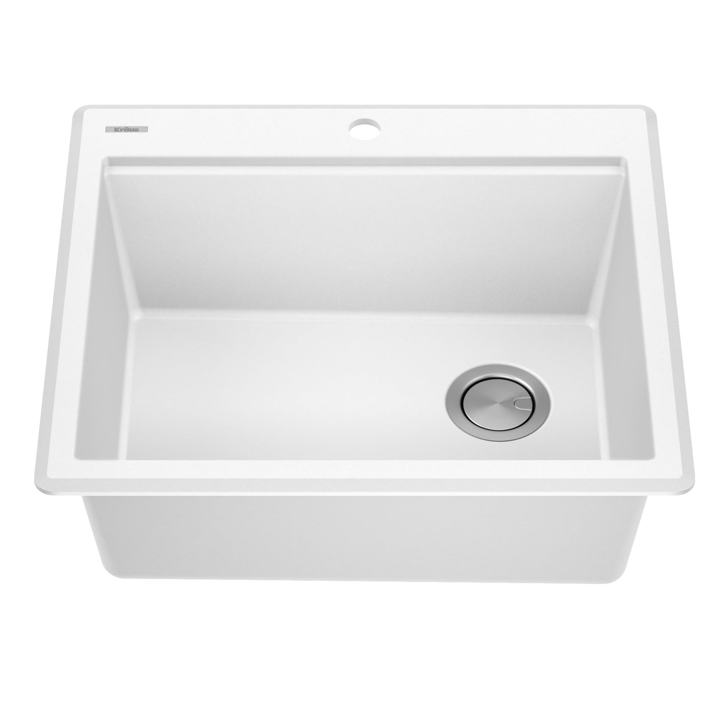 KRAUS 25” Drop-In Granite Composite Workstation Kitchen Sink in White - KGTW12-25WH