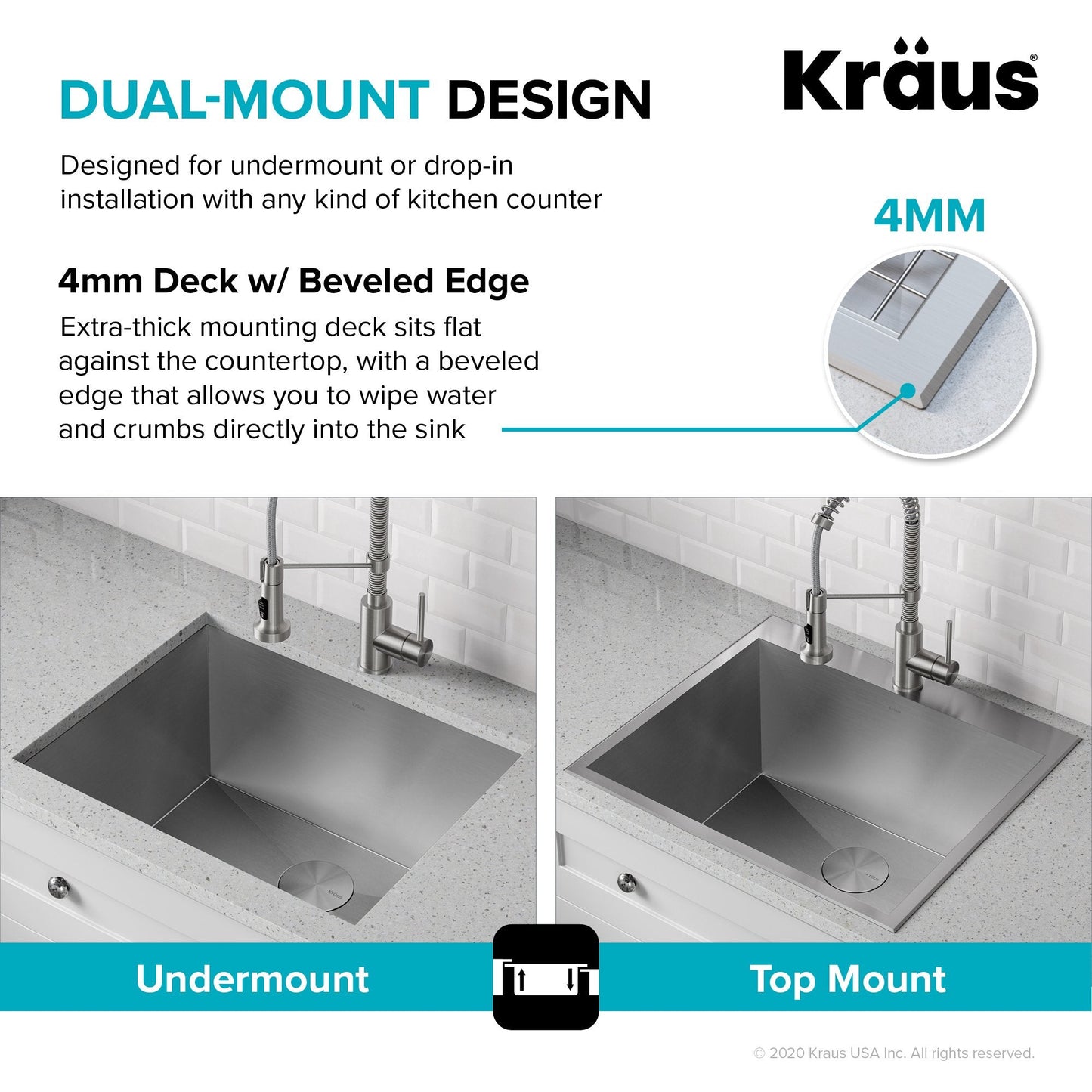 KRAUS 25" Drop-in 16 Gauge Stainless Steel Laundry Utility Sink - KHT301-25L