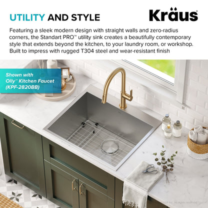KRAUS 25" Drop-in 16 Gauge Stainless Steel Laundry Utility Sink - KHT301-25L