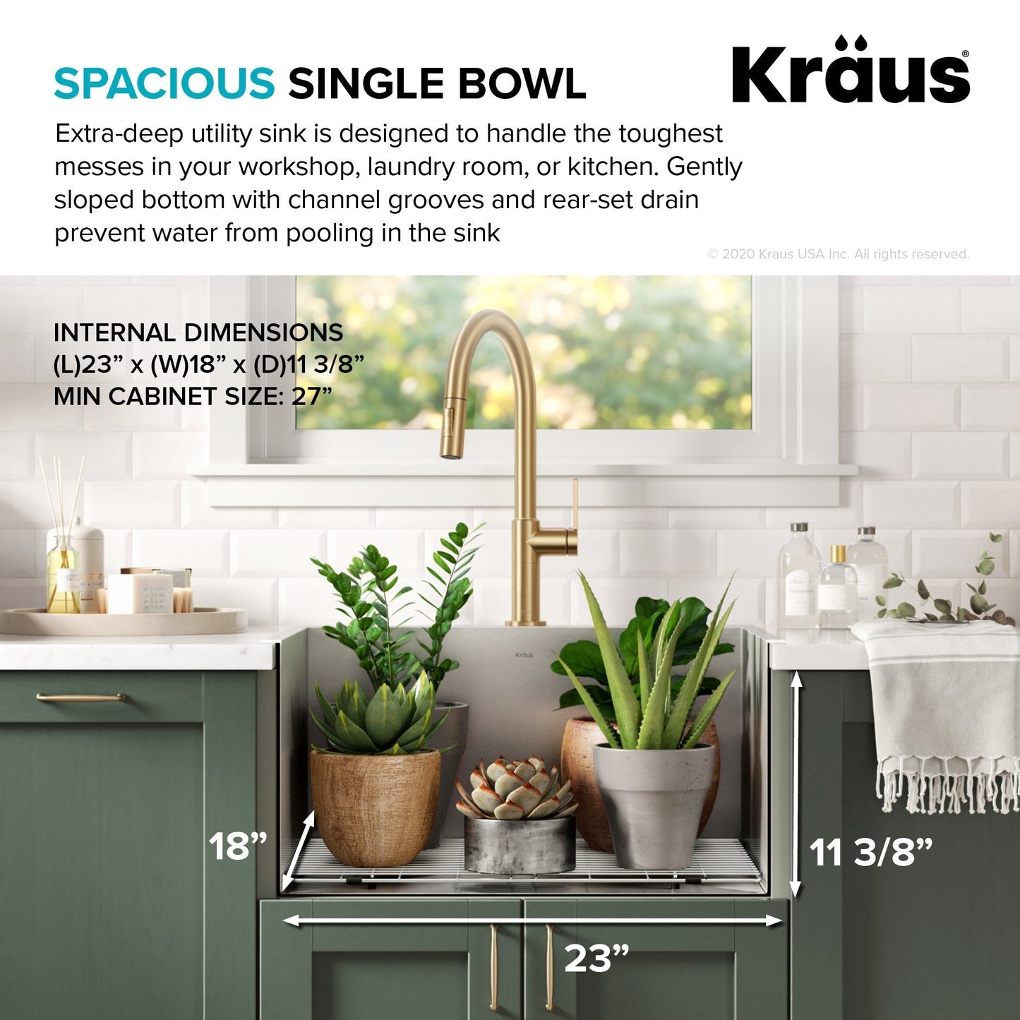 KRAUS 25" Drop-in 16 Gauge Stainless Steel Laundry Utility Sink - KHT301-25L