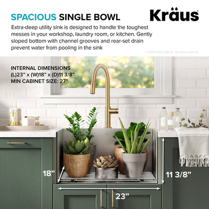 KRAUS 25" Drop-in 16 Gauge Stainless Steel Laundry Utility Sink - KHT301-25L