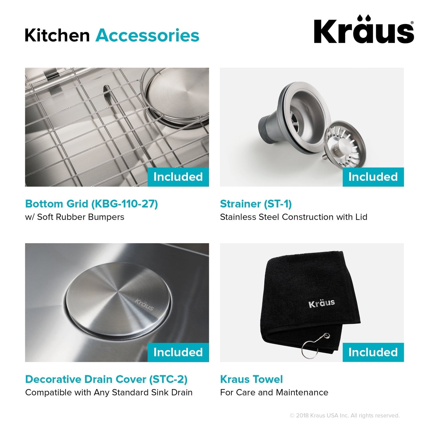 KRAUS 27" 16 Gauge Undermount Single Bowl Stainless Steel Kitchen Sink with Off Center Drain - KHU110-27