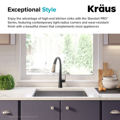 KRAUS 27" 16 Gauge Undermount Single Bowl Stainless Steel Kitchen Sink with Off Center Drain - KHU110-27