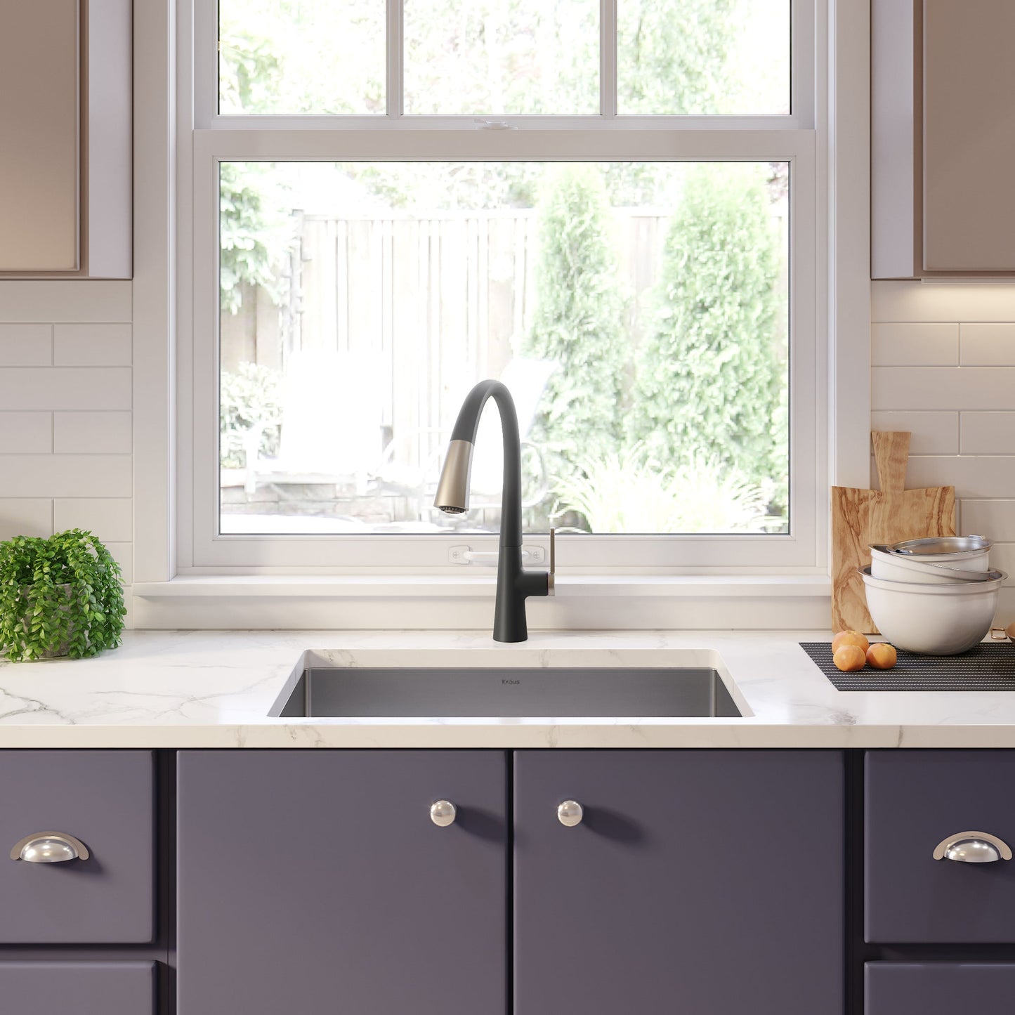 KRAUS 27" 16 Gauge Undermount Single Bowl Stainless Steel Kitchen Sink with Off Center Drain - KHU110-27