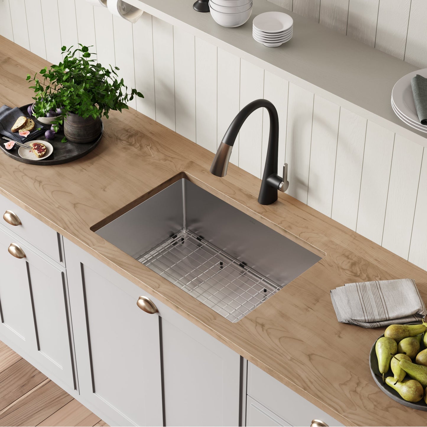 KRAUS 27" 16 Gauge Undermount Single Bowl Stainless Steel Kitchen Sink with Off Center Drain - KHU110-27