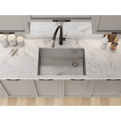 KRAUS 27" 16 Gauge Undermount Single Bowl Stainless Steel Kitchen Sink with Off Center Drain - KHU110-27