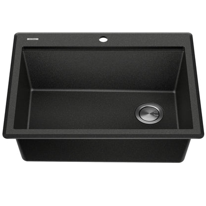 KRAUS 28” Drop-In Granite Composite Workstation Kitchen Sink in Metallic Black - KGTW12-28MBL