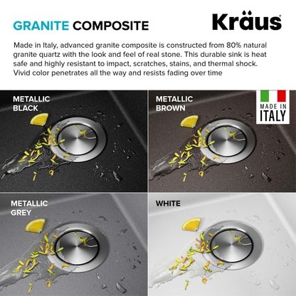 KRAUS 28” Drop-In Granite Composite Workstation Kitchen Sink in Metallic Black - KGTW12-28MBL