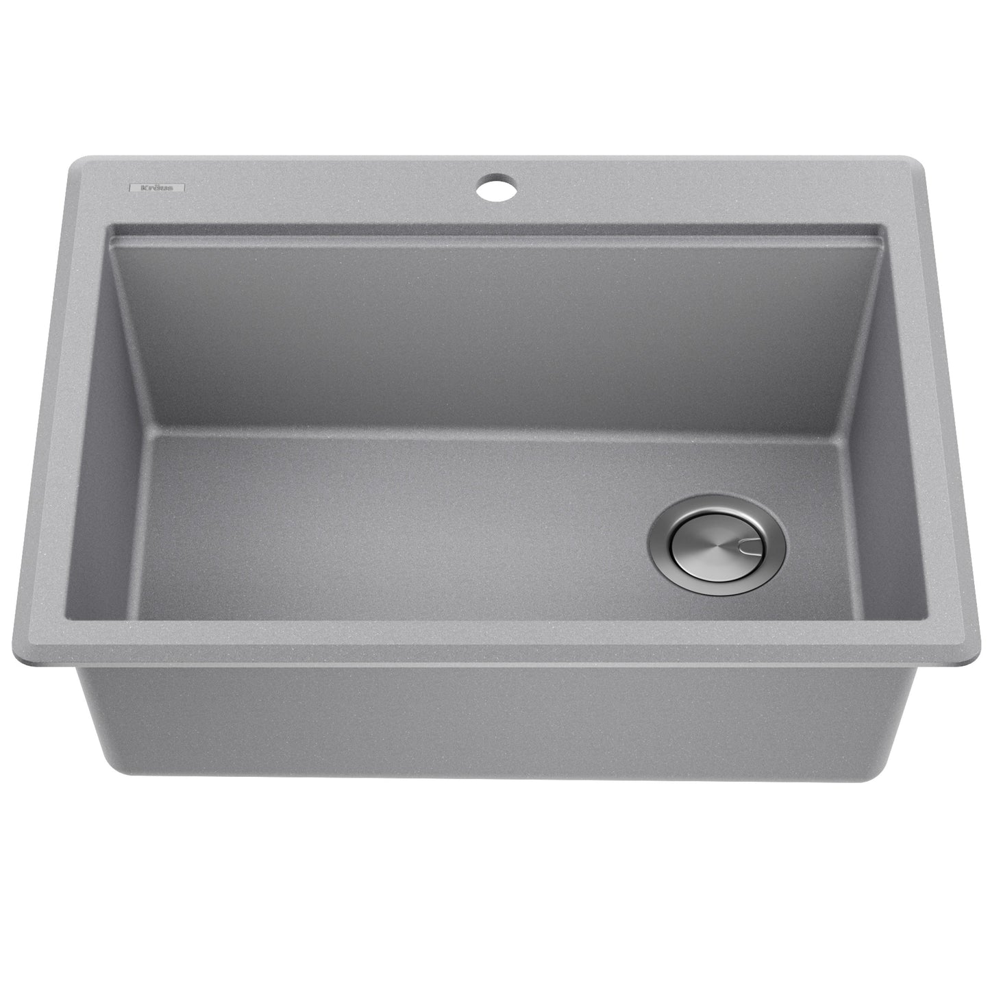 KRAUS 28” Drop-In Granite Composite Workstation Kitchen Sink in Metallic Grey - KGTW12-28MGR