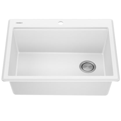 KRAUS 28” Drop-In Granite Composite Workstation Kitchen Sink in White - KGTW12-28WH