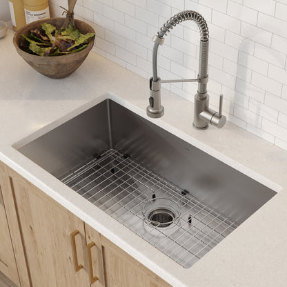 KRAUS 30" Stainless Steel Kitchen Sink and Kitchen Faucet - KHU100-30-1610-53CH
