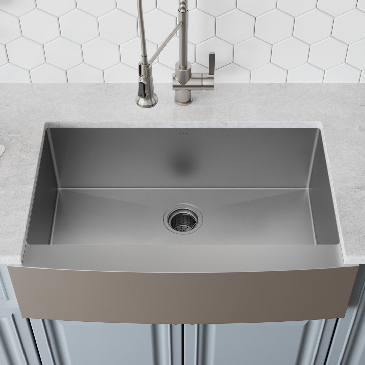 KRAUS 33" Farmhouse Single Bowl Stainless Steel Kitchen Sink with NoiseDefend Soundproofing - KHF200-33