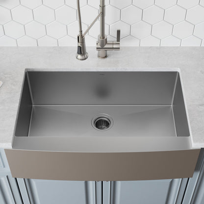 KRAUS 33" Farmhouse Single Bowl Stainless Steel Kitchen Sink with NoiseDefend Soundproofing - KHF200-33