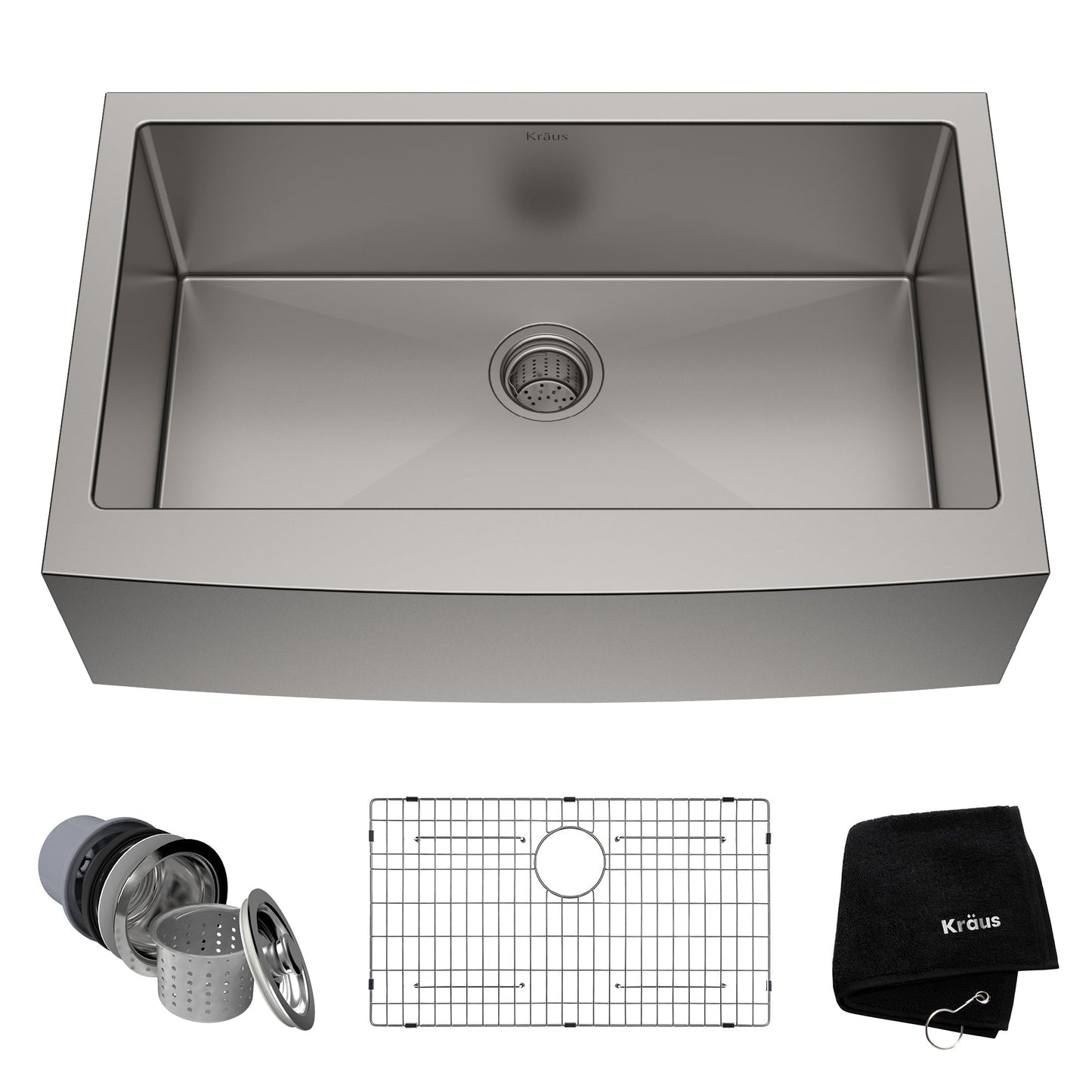 KRAUS 33" Farmhouse Single Bowl Stainless Steel Kitchen Sink with NoiseDefend Soundproofing - KHF200-33