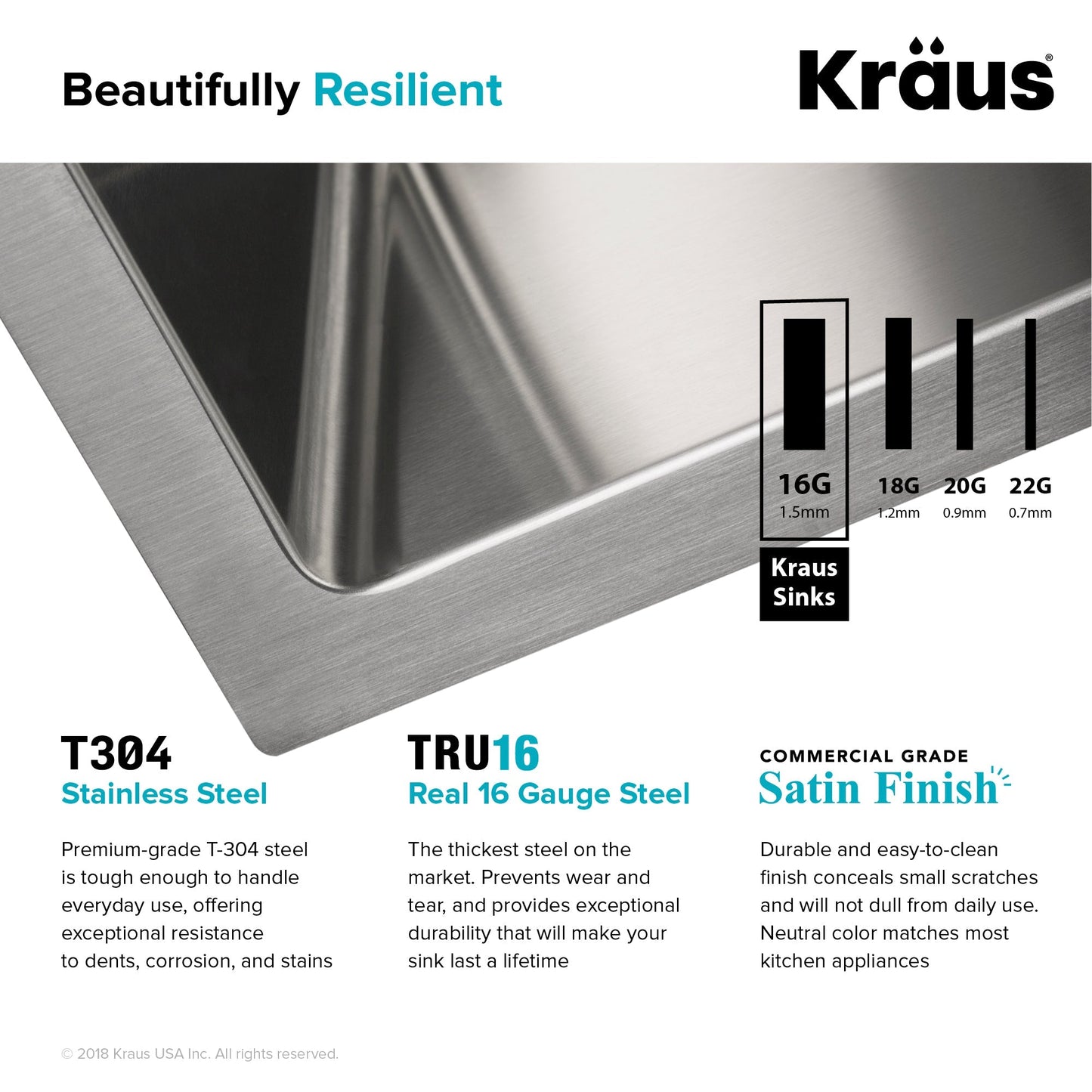 KRAUS 33" Modern Flat Front Farmhouse Stainless Steel Kitchen Sink with Off Center Drain - KHF410-33