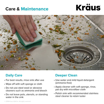 KRAUS 33" Modern Flat Front Farmhouse Stainless Steel Kitchen Sink with Off Center Drain - KHF410-33